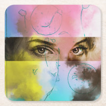 カラフル抽象芸術ポップ・アートのアートカスタムコースター