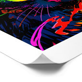 カラフル抽象芸術ポップ・アートのアートシルエット黒猫 ポスター (角)