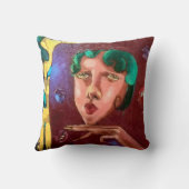 カラフル抽象芸術ポートレート クッション (裏面)