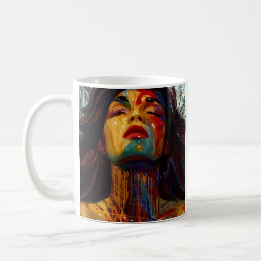 カラフル抽象芸術ポートレート コーヒーマグカップ (左)