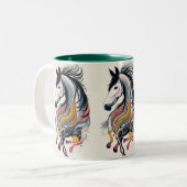 カラフル抽象芸術マグ ツートーンマグカップ (正面左)