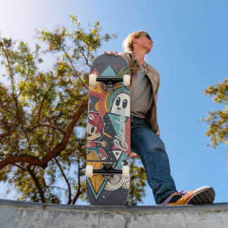 カラフル抽象芸術マンガアート – 鮮やかキャラクター スケートボード