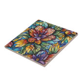 カラフル抽象芸術モザイクの花と葉 タイル (側面)