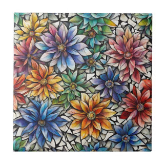 カラフル抽象芸術モザイクの花 タイル