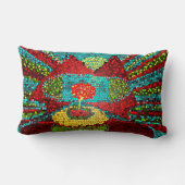 カラフル抽象芸術モザイクの風景 ランバークッション (裏面)