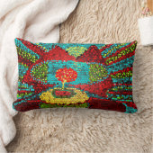 カラフル抽象芸術モザイクの風景 ランバークッション (ブランケット)