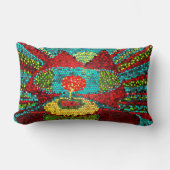 カラフル抽象芸術モザイクの風景 ランバークッション (正面)