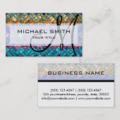 カラフル抽象芸術モザイクカスタムモノグラム#4 名刺 (正面/裏面)