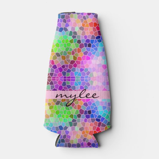 「カラフル抽象芸術モザイクステンドグラス」 ボトルクーラー (正面)