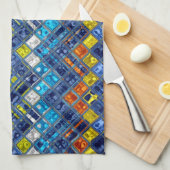カラフル抽象芸術モザイク模様#5 キッチンタオル (四つ折り)