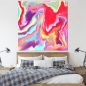 カラフル抽象芸術モダンデジタルアート大理石 キャンバスプリント (インサイチュ (寝室))