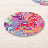 カラフル抽象芸術モダンデジタルアート ラウンドペーパーコースター (アングル)