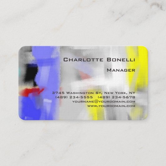 カラフル抽象芸術モダンミニマル上絹 名刺 (正面)