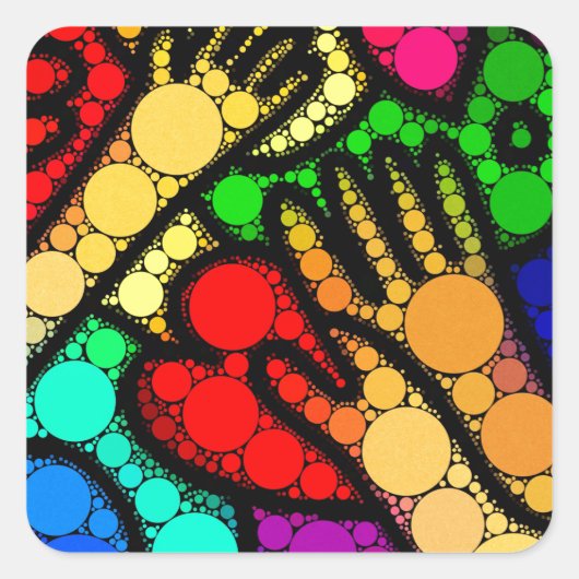 カラフル抽象芸術モダン芸術 スクエアシール (正面)