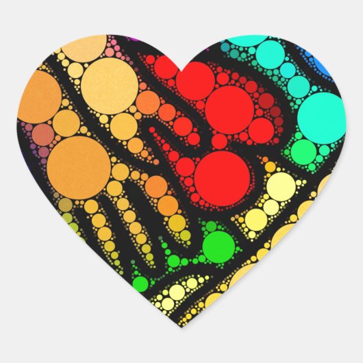 カラフル抽象芸術モダン芸術 ハートシール (正面)
