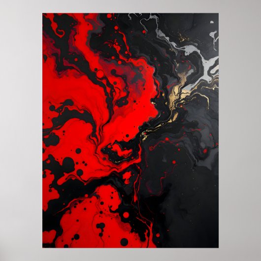 カラフル抽象芸術モダン.クリムゾンアビス抽象芸術 ポスター (正面)