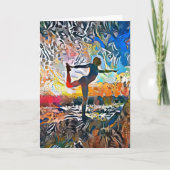 カラフル抽象芸術ヨガポーズホリデーカード シーズンカード (正面)