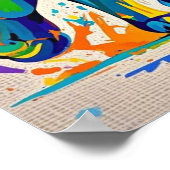 カラフル抽象芸術ライオン動物芸術デザイン ポスター (角)