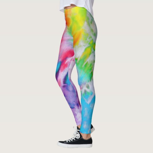 カラフル抽象芸術レインボーウォーター絞り染めヨガ レギンス (左)