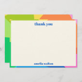 カラフル抽象芸術レインボーカスタムー卒業パーティー サンキューカード (正面/裏面)