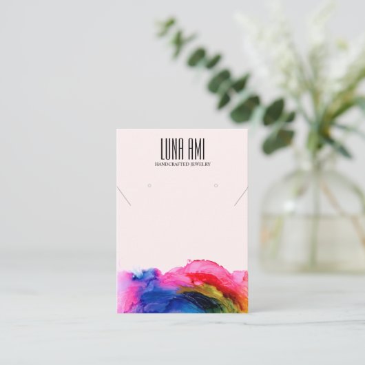 カラフル抽象芸術レインボージュエリーイヤリングディスプレイ 名刺 (スタンド正面)