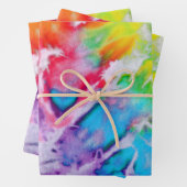 カラフル抽象芸術レインボー水色カッコいい絞り染め ラッピングペーパーシート (インサイチュ)