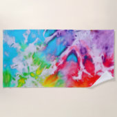 カラフル抽象芸術レインボー水色絵を描絞り染め ビーチタオル (正面)