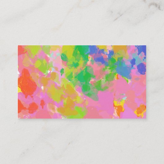 カラフル抽象芸術レインボー絵画のピンクのスクリプト 名刺 (裏面)