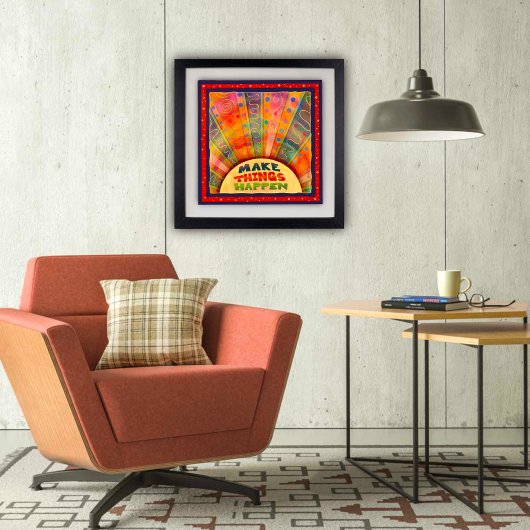 カラフル抽象芸術レインボーMake Things Here引用文 ポスター