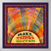 カラフル抽象芸術レインボーMake Things Here引用文 ポスター (正面)