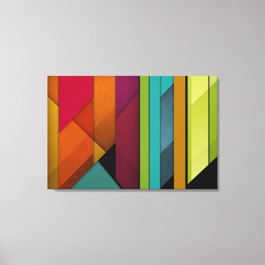 カラフル抽象芸術レトロアート線形幾何学 キャンバスプリント (正面)