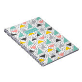 カラフル抽象芸術レトロ90の形状パターン ノートブック (右側)