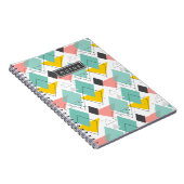 カラフル抽象芸術レトロ90の形状パターン ノートブック (右側)