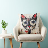 カラフル抽象芸術ワイド目猫装飾用クッション クッション (椅子)