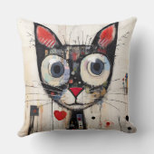 カラフル抽象芸術ワイド目猫装飾用クッション クッション (裏面)