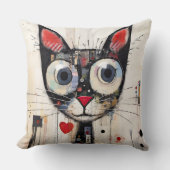 カラフル抽象芸術ワイド目猫装飾用クッション クッション (正面)