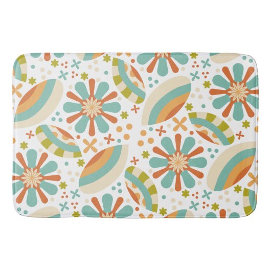 カラフル抽象芸術ヴィンテージデザイン（花） バスマット (正面)