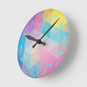 カラフル抽象芸術三角形の背景 ラウンド壁時計 (傾斜)