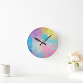 カラフル抽象芸術三角形の背景 ラウンド壁時計 (ホーム)