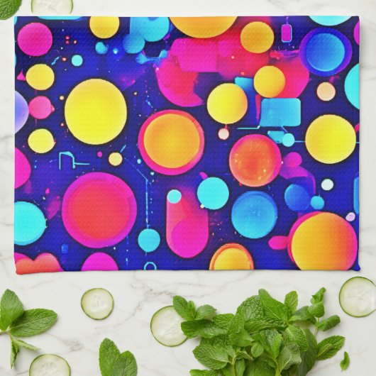 カラフル抽象芸術円 キッチンタオル (折り畳み)