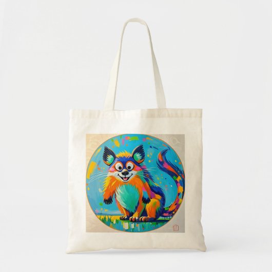 カラフル抽象芸術動物デザイン トートバッグ (正面)