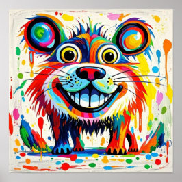 カラフル抽象芸術動物デザイン ポスター