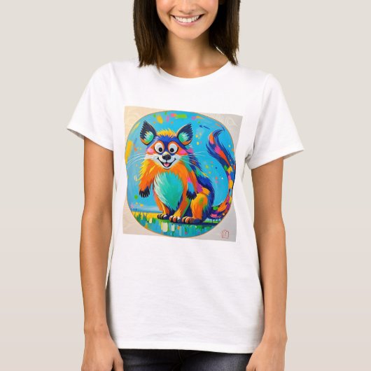 カラフル抽象芸術動物デザイン Tシャツ (正面)