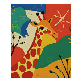 カラフル抽象芸術動物 ポスター