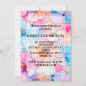 カラフル抽象芸術咲き花誕生会 招待状 (正面)