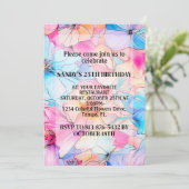 カラフル抽象芸術咲き花誕生会 招待状 (スタンド正面)