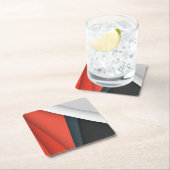 カラフル抽象芸術図形と線 スクエアペーパーコースター (インサイチュ)