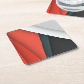 カラフル抽象芸術図形と線 スクエアペーパーコースター (アングル)