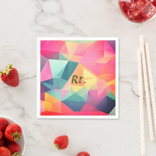 カラフル抽象芸術図形の文字の名前を追加 スタンダードカクテルナプキン (インサイチュ)