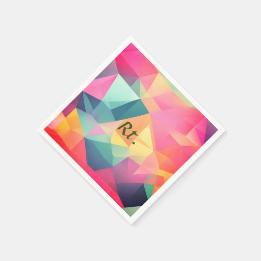 カラフル抽象芸術図形の文字の名前を追加 スタンダードカクテルナプキン (角)